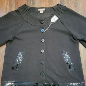 Kenar 10 Black Button Up Jacket Collared Business Textured Lined  Shorter Crop